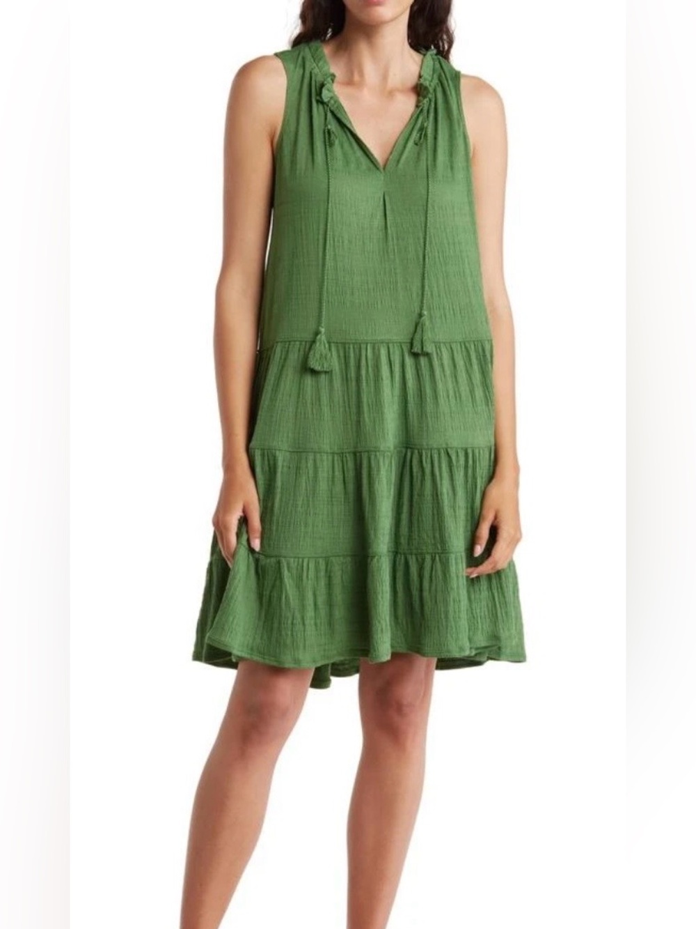 Max Studio Green Ribbed Sleeveless Top